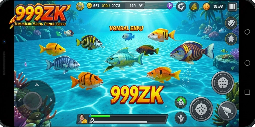 Gameplay seru di 999ZK sambil menembak ikan.
