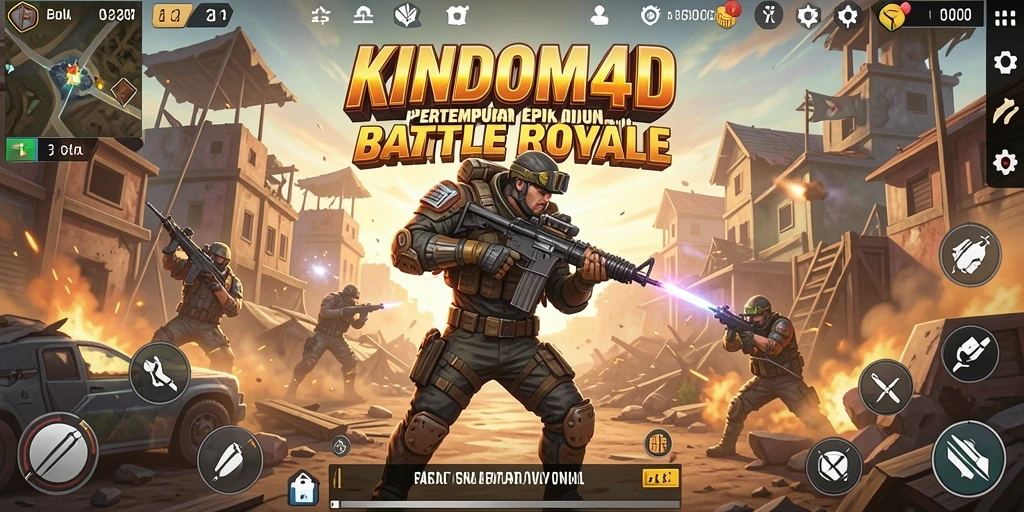 Gambaran mendebarkan gameplay Battle Royale di KINDOM4D.