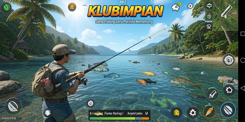 Tampilan gameplay yang menarik dari KLUBIMPIAN saat menangkap ikan.