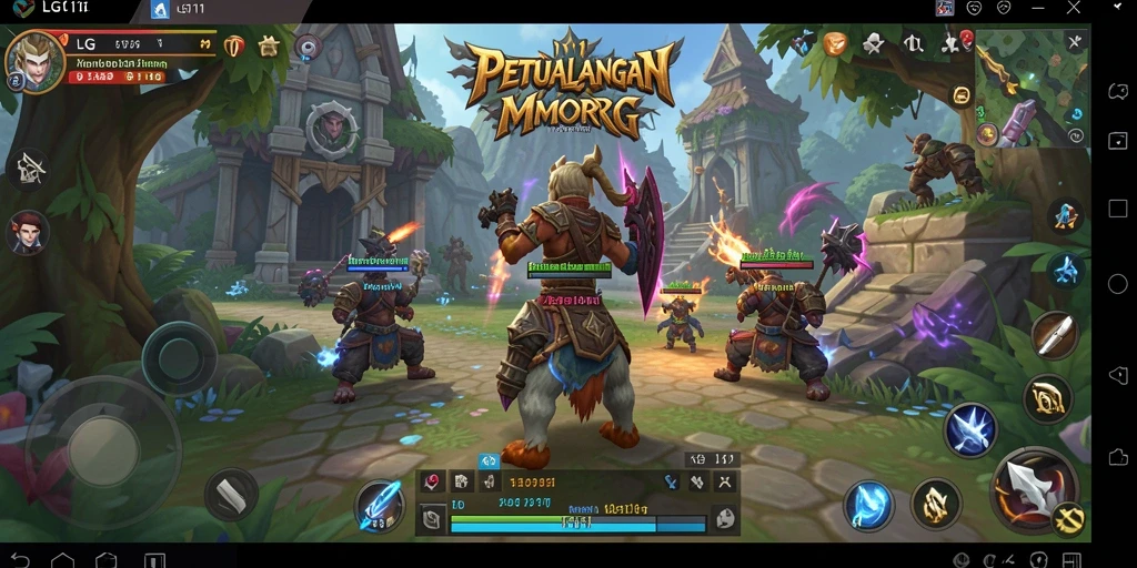 Screenshot gameplay LG111 yang menunjukkan pertempuran epik dalam dunia MMORPG.