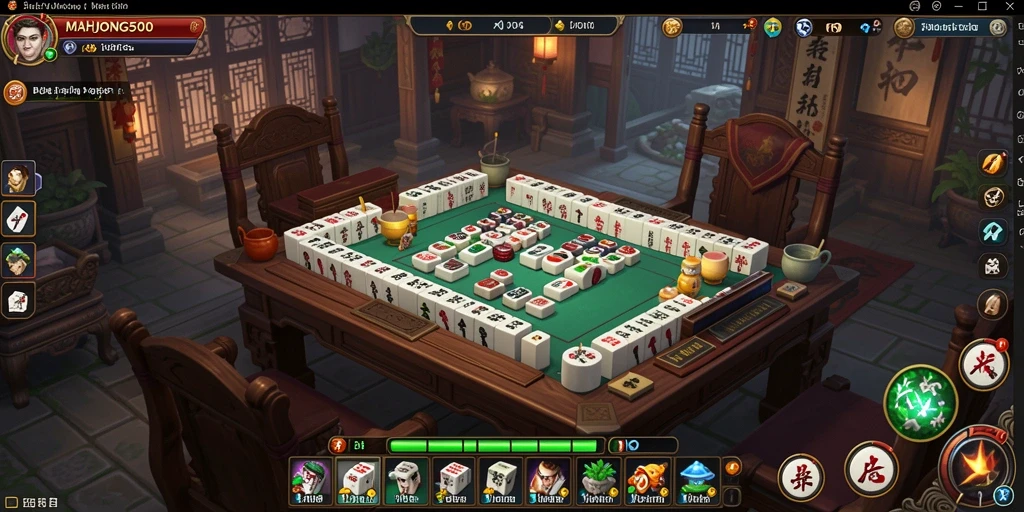 Screenshot menarik dari gameplay <strong>MAHJONG500</strong> dengan aksi pertarungan yang seru.