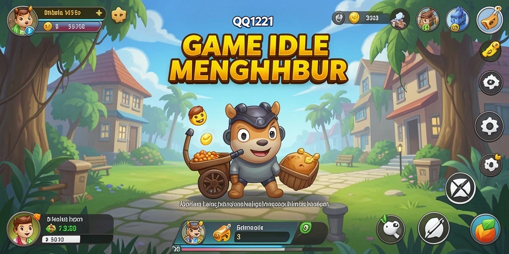 Tangkapan layar gameplay QQ1221 yang menampilkan pertumbuhan bisnis dan interaksi santai.