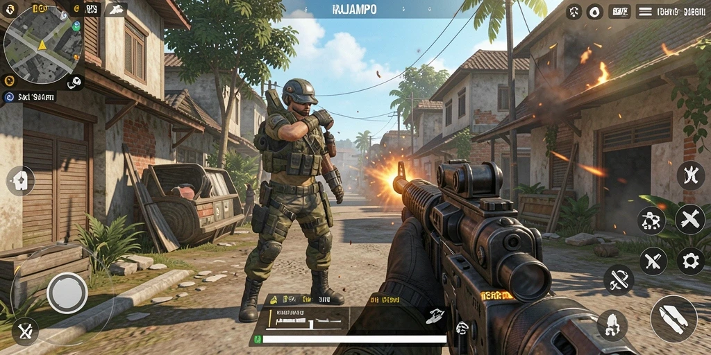 Tampilan menegangkan dari gameplay RAJAMPO dengan aksi TPS yang mendebarkan.