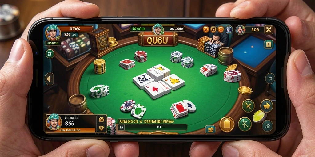 Screenshot menunjukkan gameplay QiuQiu yang seru dan mendebarkan.