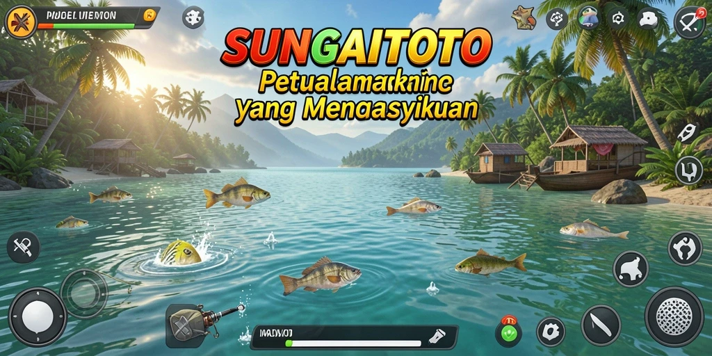 Screenshots SUNGAITOTO menampilkan aksi memancing yang mendebarkan dan berwarna-warni.