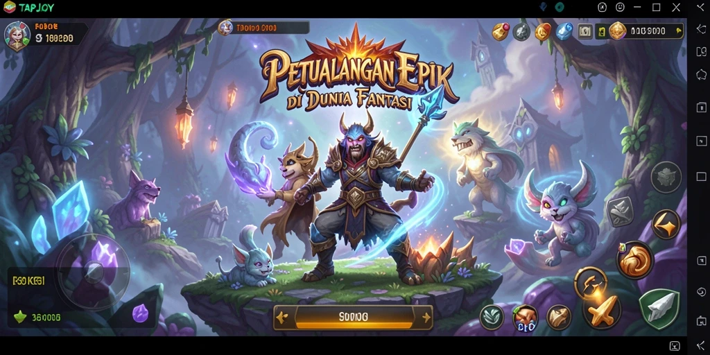 Screenshot utama TAPJOY menampilkan aksi seru dalam gameplay RPG.